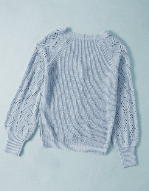 Load image into Gallery viewer, Openwork V-Neck Button Up Cardigan
