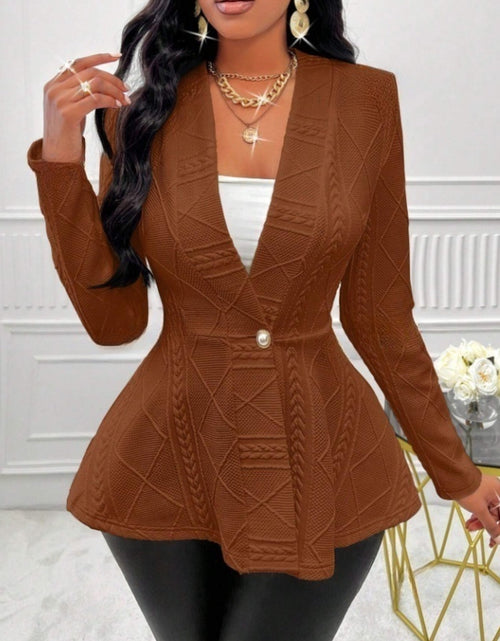 Load image into Gallery viewer, One Button Textured Peplum Cardigan
