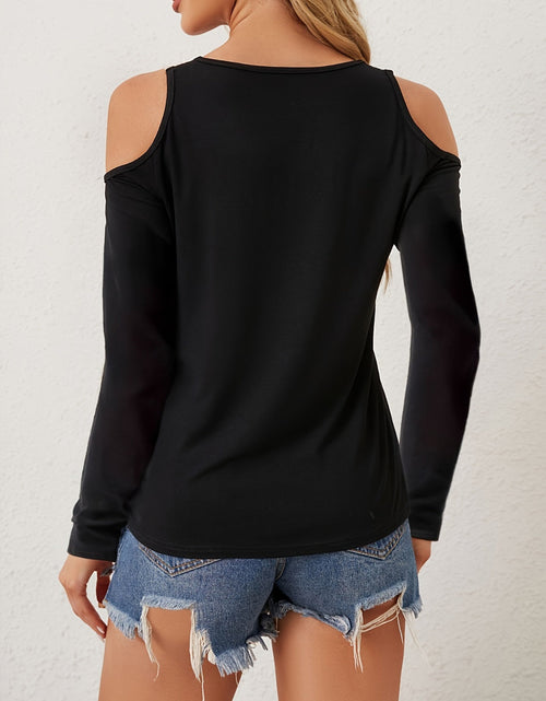 Load image into Gallery viewer, V-Neck Cold Shoulder Long Sleeve T-Shirt
