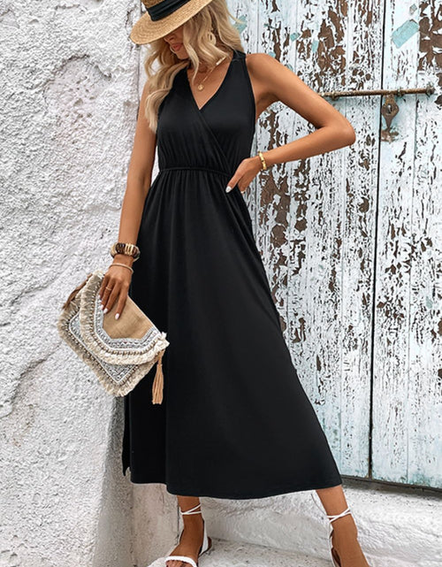 Load image into Gallery viewer, Perfee Surplice Neck Slit Sleeveless Dress

