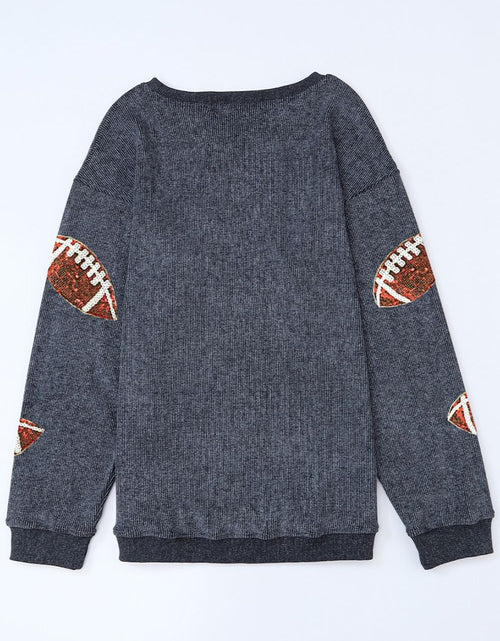 Load image into Gallery viewer, Sequin Football Patch Corduroy Sweatshirt
