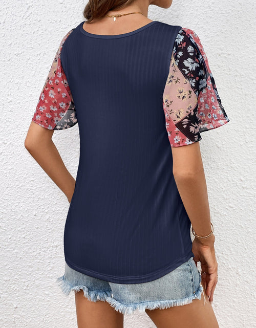 Load image into Gallery viewer, Ivy Lane Printed Puff Sleeve Round Neck Tee
