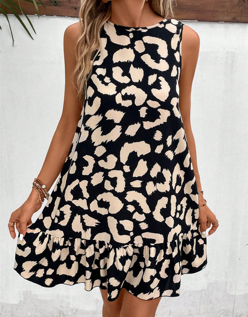 Load image into Gallery viewer, Tied Leopard Round Neck Tank Dress
