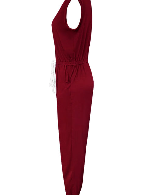 Load image into Gallery viewer, Drawstring Round Neck Sleeveless Jumpsuit

