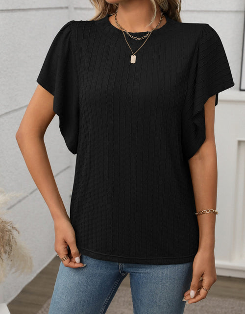 Load image into Gallery viewer, Round Neck Flutter Sleeve T-Shirt
