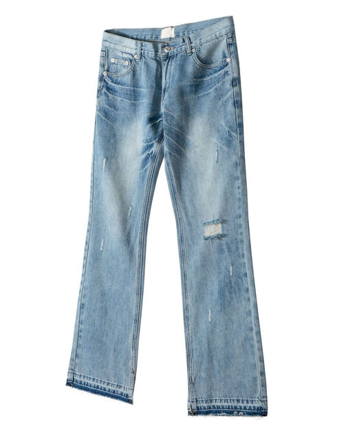 Load image into Gallery viewer, Men's Distressed Raw Hem Jeans

