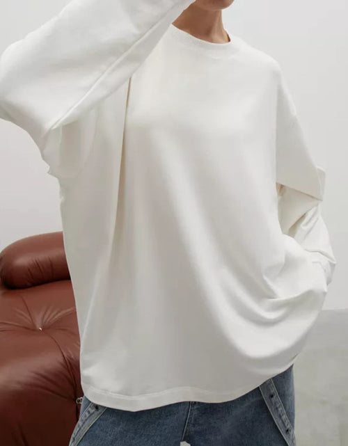 Load image into Gallery viewer, Round Neck Dropped Shoulder Long Sleeve T-Shirt
