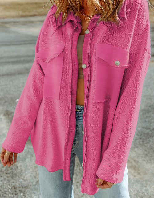 Load image into Gallery viewer, Pocketed Button Up Droppped Shoulder Jacket
