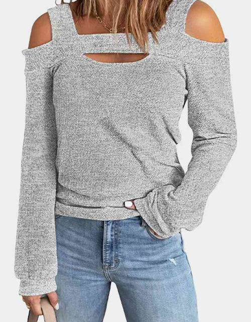 Load image into Gallery viewer, Full Size Cutout Cold Shoulder Blouse
