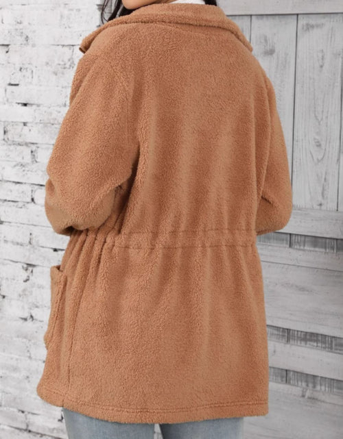 Load image into Gallery viewer, Drawstring Zip Up Long Sleeve Outerwear
