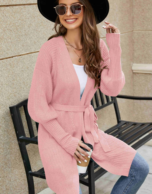 Load image into Gallery viewer, Open Front Lantern Sleeve Cardigan
