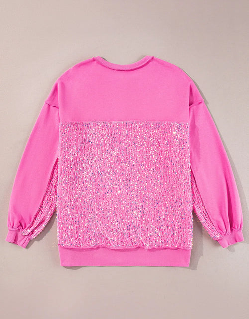 Load image into Gallery viewer, Sequin Half Button Long Sleeve Sweatshirt
