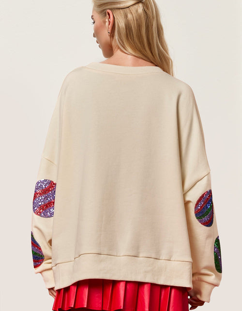 Load image into Gallery viewer, Double Take Christmas Element Sequin Round Neck Long Sleeve Sweatshirt
