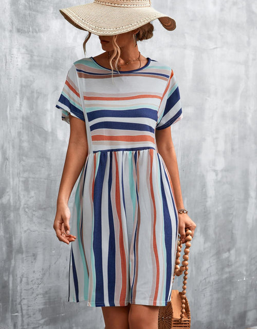 Load image into Gallery viewer, Striped Round Neck Dress
