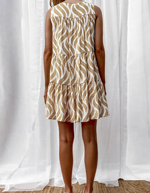 Load image into Gallery viewer, Printed V-Neck Sleeveless Mini Dress
