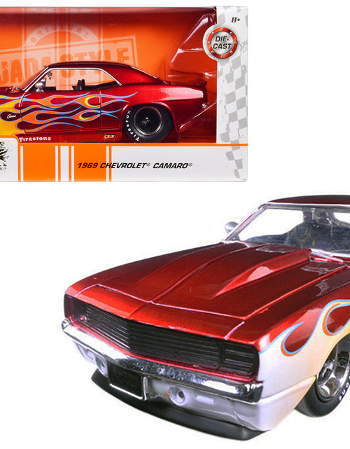 Load image into Gallery viewer, 1969 Chevrolet Camaro Red with Flames 1/24 Diecast Model Car by Jada
