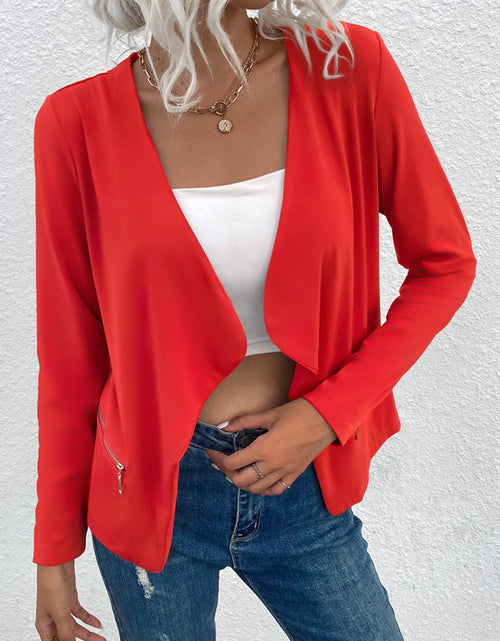 Load image into Gallery viewer, Open Front Zipper Pocket Cardigan
