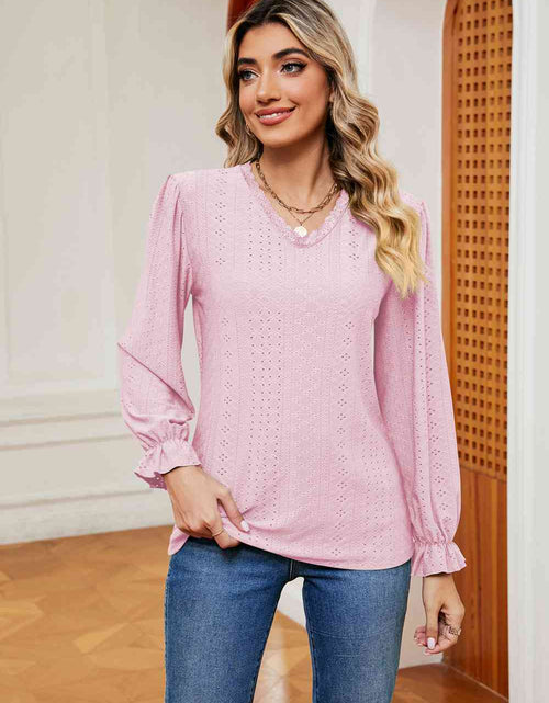 Load image into Gallery viewer, V-Neck Flounce Sleeve Blouse
