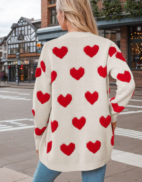 Load image into Gallery viewer, Heart Button Down Long Sleeve Cardigan
