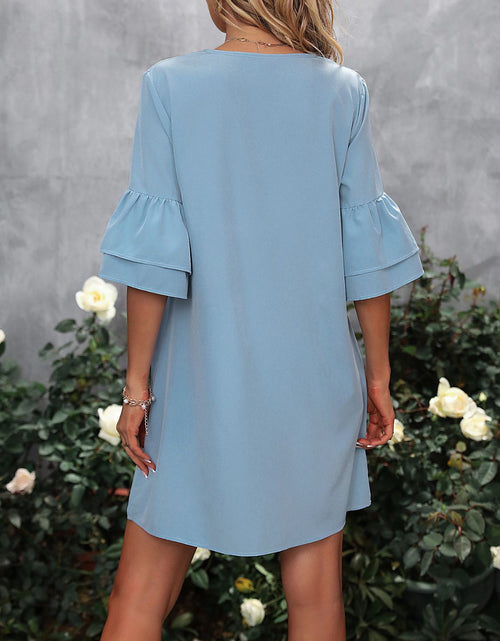 Load image into Gallery viewer, V-Neck Half Sleeve Mini Dress
