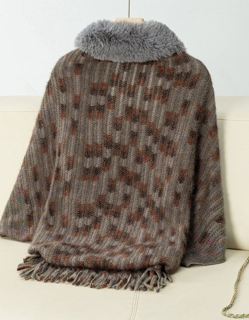 Load image into Gallery viewer, Fringe Fuzzy Open Front Poncho
