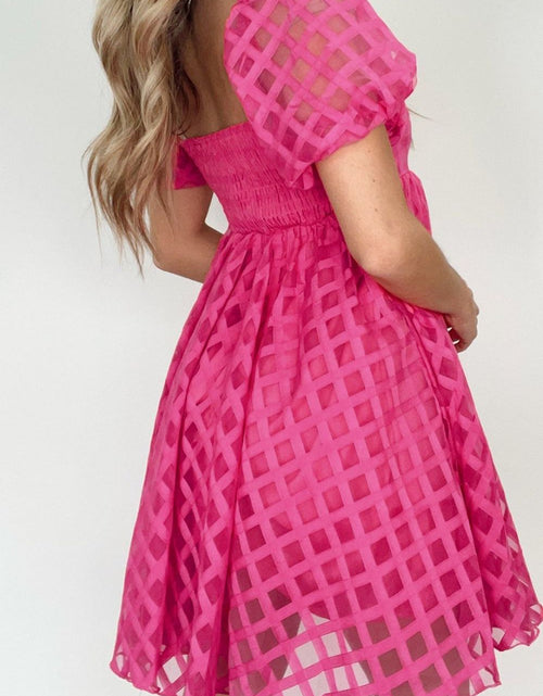 Load image into Gallery viewer, Plaid Puff Sleeve Babydoll Dress
