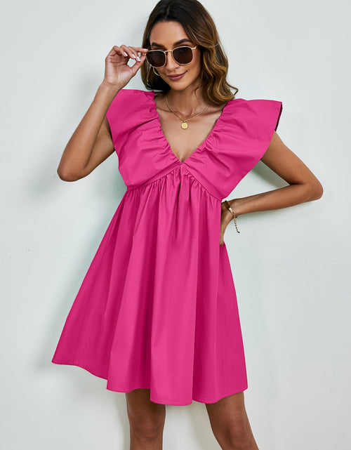 Load image into Gallery viewer, V-Neck Cap Sleeve Mini Dress
