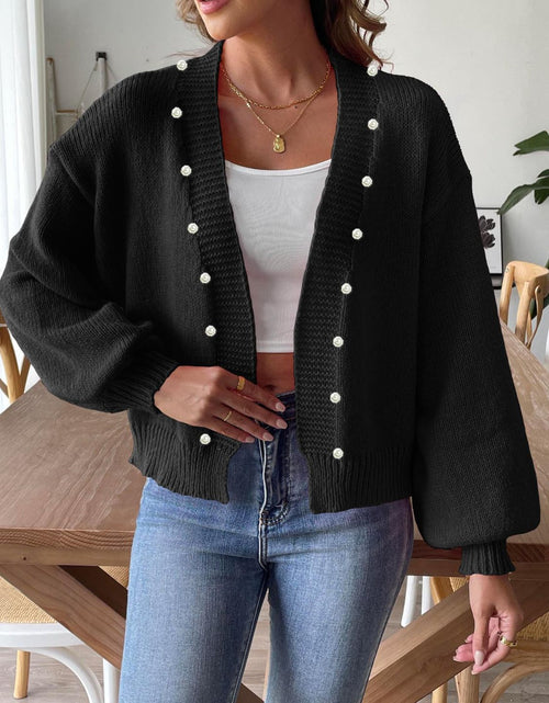 Load image into Gallery viewer, Pearl Open Front Long Sleeve Cardigan
