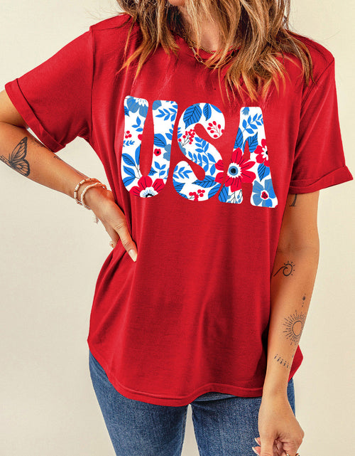 Load image into Gallery viewer, USA Round Neck Short Sleeve T-Shirt
