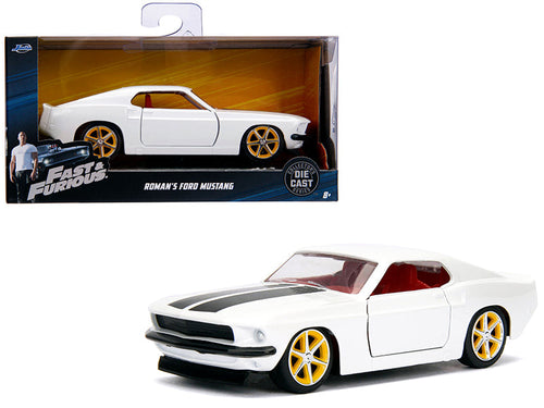 Load image into Gallery viewer, Roman's Ford Mustang White with Black Stripes and Red Interior "Fast &amp; Furious" Movie 1/32 Diecast Model Car by Jada
