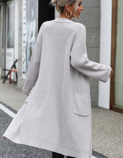 Load image into Gallery viewer, Dropped Shoulder Long Sleeve Cardigan with Pocket
