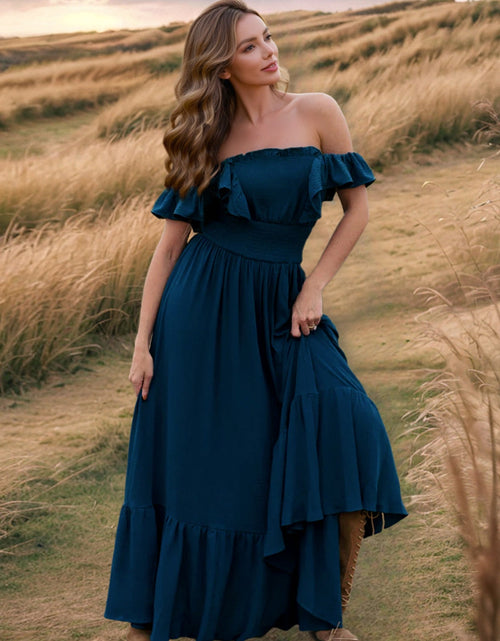Load image into Gallery viewer, Ruffled Smocked Square Neck Maxi Dress
