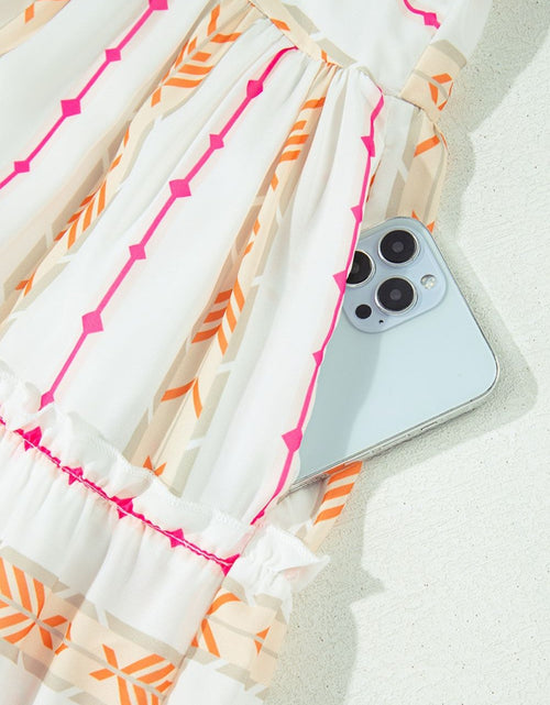 Load image into Gallery viewer, Printed Ruffled Notched Loose Dress
