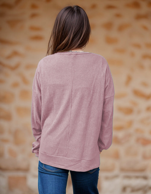 Load image into Gallery viewer, Side Slit Round Neck Long Sleeve T-Shirt
