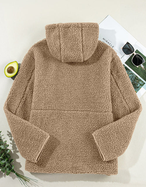 Load image into Gallery viewer, Drawstring Fleece Zip Up Hooded Jacket

