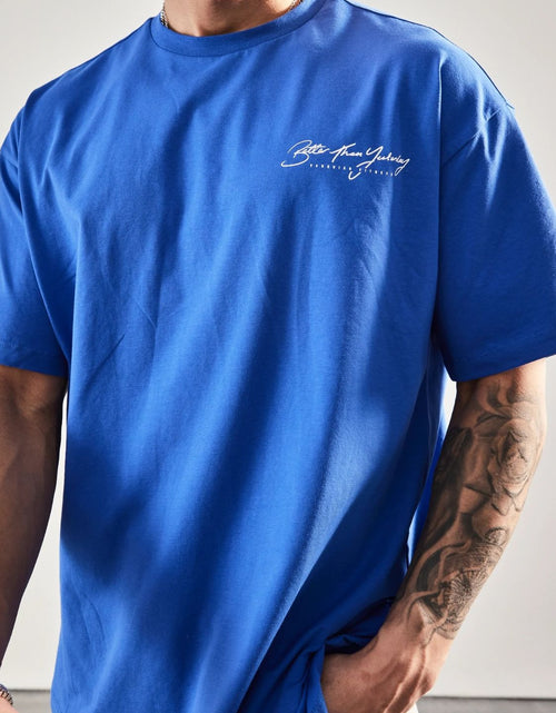 Load image into Gallery viewer, Men's Plus Size Letter Graphic Round Neck Half Sleeve T-Shirt
