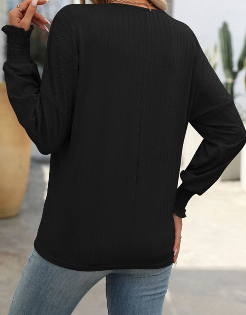 Load image into Gallery viewer, Mandy Textured Notched Lantern Sleeve T-Shirt
