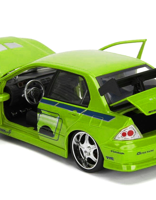 Load image into Gallery viewer, Brian's Mitsubishi Lancer Evolution VII Green with Graphics "Fast &amp; Furious" Movie 1/24 Diecast Model Car by Jada
