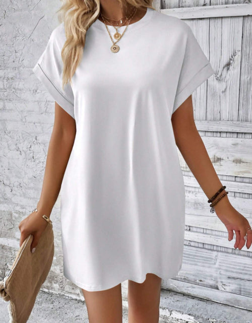 Load image into Gallery viewer, Round Neck Short Sleeve Mini Tee Dress with Pockets
