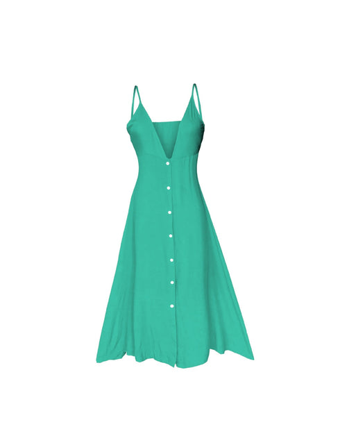 Load image into Gallery viewer, Buttoned Plunge Midi Cami Dress
