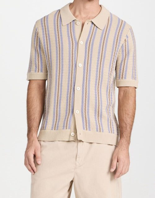 Load image into Gallery viewer, Men's Plus Size Striped Button Down Short Sleeve Shirt
