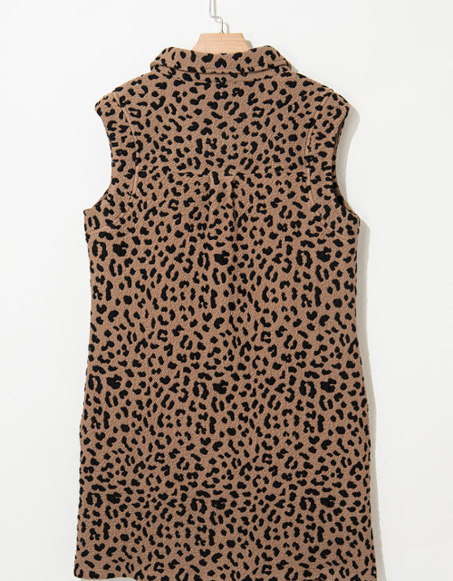 Load image into Gallery viewer, Leopard Johnny Collar Sleeveless Mini Dress
