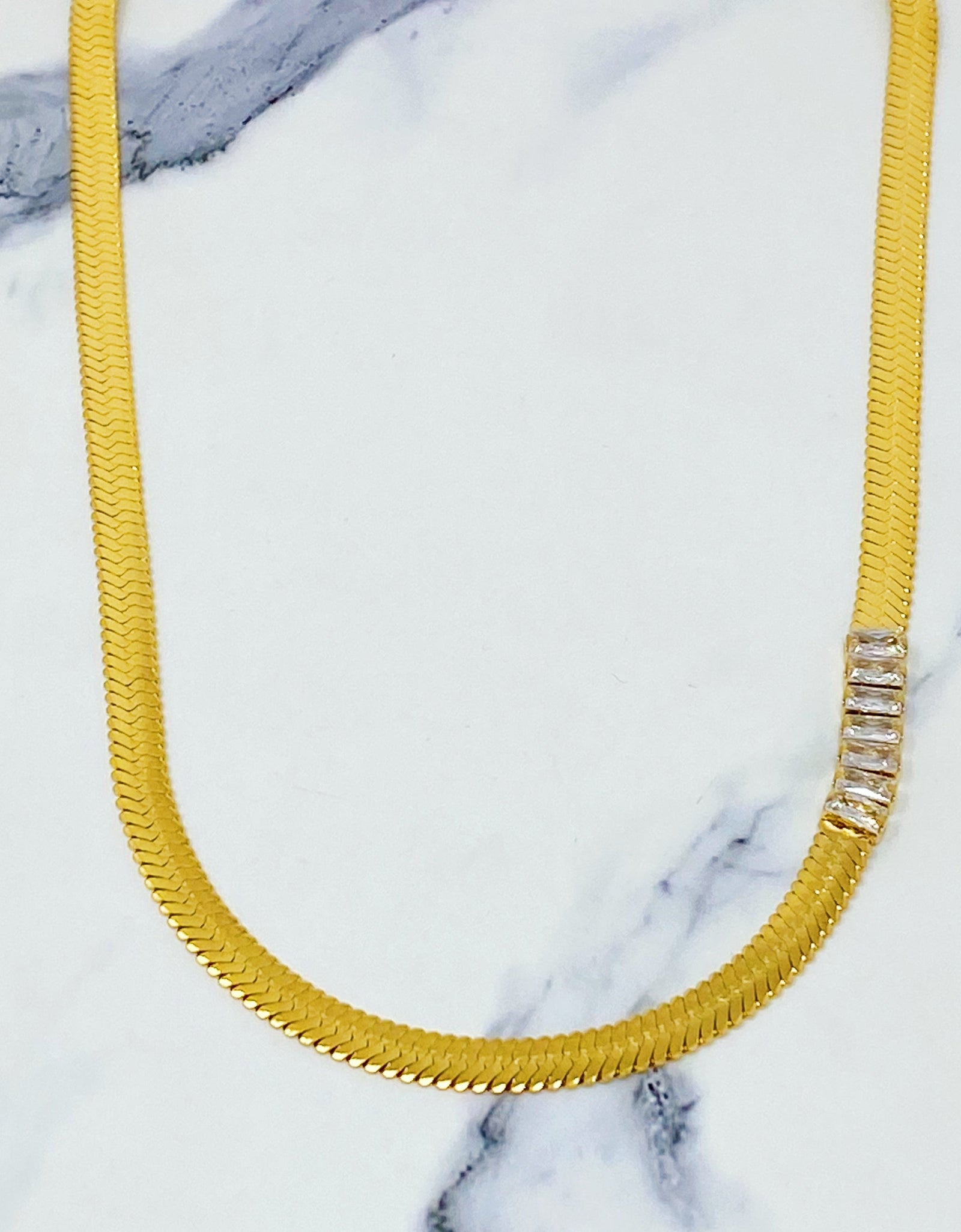 Herringbone Jeweled Necklace by Ellisonyoung.com