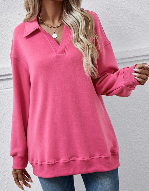 Load image into Gallery viewer, Collared Neck Dropped Shoulder Sweatshirt
