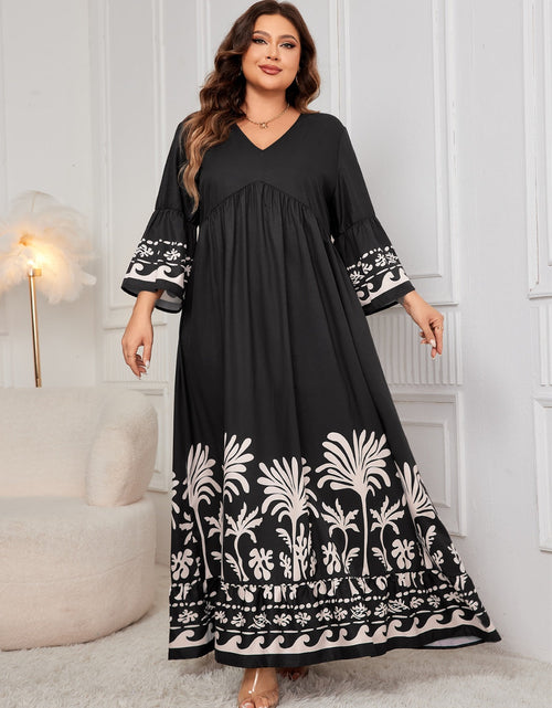 Load image into Gallery viewer, Honey Plus Size Printed V-Neck Long Sleeve Maxi Dress
