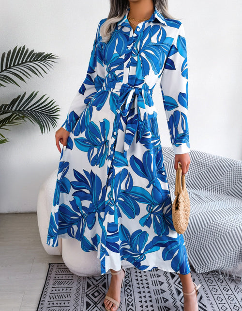Load image into Gallery viewer, Tied Button Up Long Sleeve Dress
