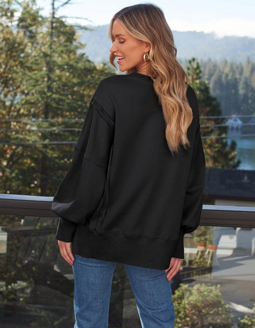 Load image into Gallery viewer, Slit Round Neck Long Sleeve Sweatshirt

