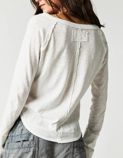 Load image into Gallery viewer, Exposed Seam Notched Long Sleeve T-Shirt
