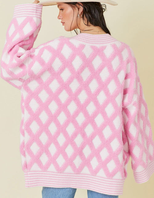 Load image into Gallery viewer, Geometric Open Front Long Sleeve Cardigan
