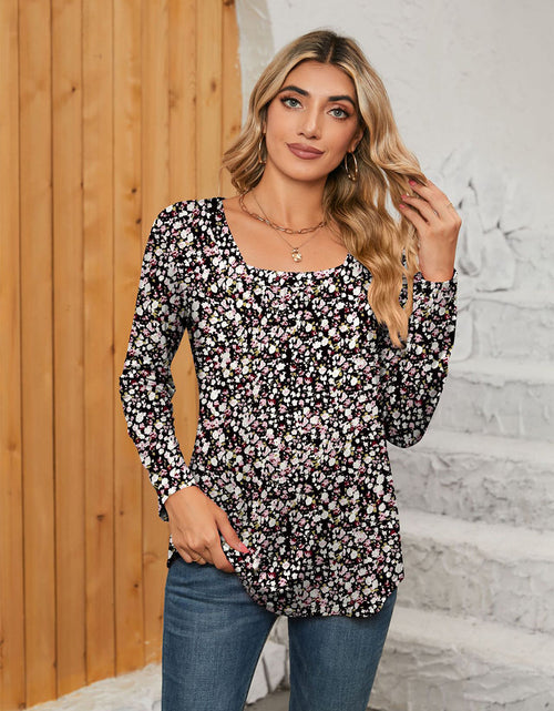 Load image into Gallery viewer, Printed Square Neck Long Sleeve Blouse
